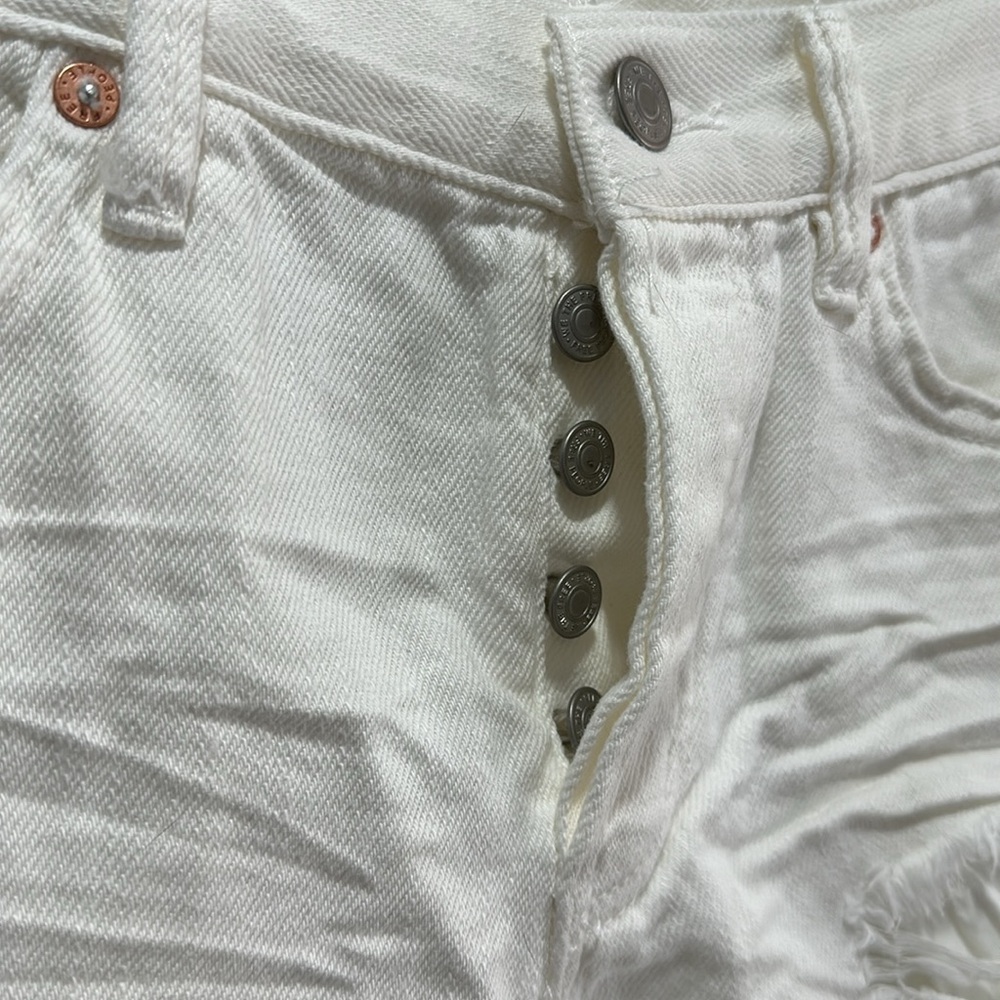 NWT Free People We The Free Living Good Vibrations White Denim Cutoff Shorts - Picture 5 of 11